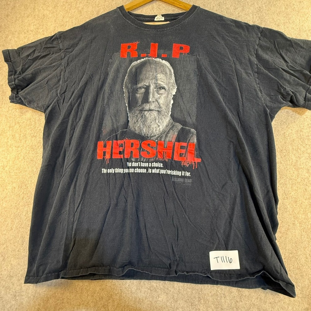 The Walking Dead Hershel Greene RIP Graphic T-Shirt Mens 2XL Black AMC‎ TV Show